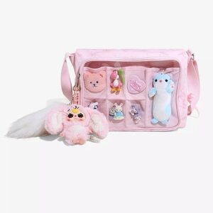 Cute Pink Trinket Plushie Display Messenger Bag!